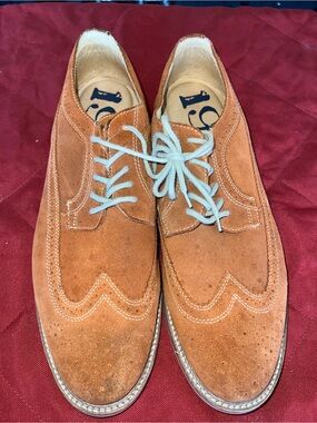 Mens Nordstrom 1901 Tan Suede Oxford Shoes Size 13 EUC